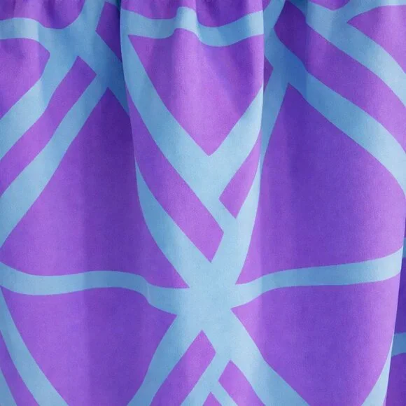 Mahi Gold Purple & Turquoise Geometric Mini Dress - Off-The-Shoulder - Size L - Picture 3 of 4